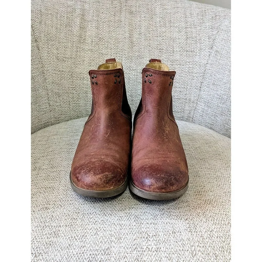OluKai Kualona Chelsea Brown Leather Utility Cottagecore Bohowestern Boots SZ 7